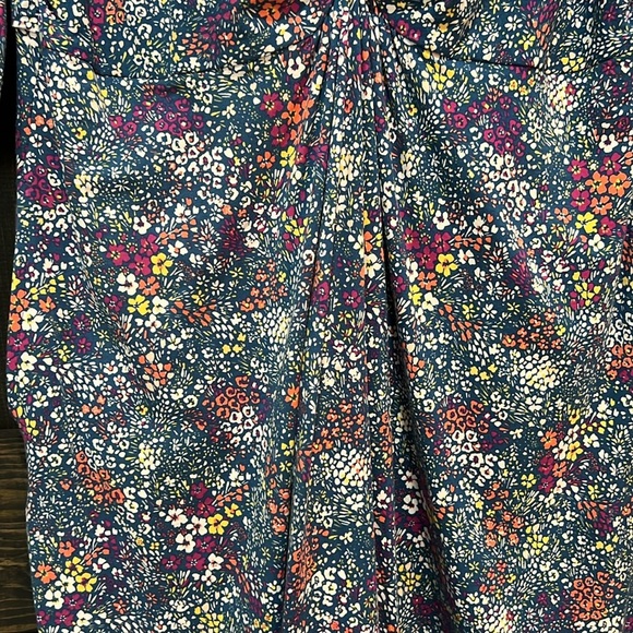 Lands End Floral Midi Dress M Tall Sheath Knot Front Sleeves Cottagecore Boho - Picture 6 of 13